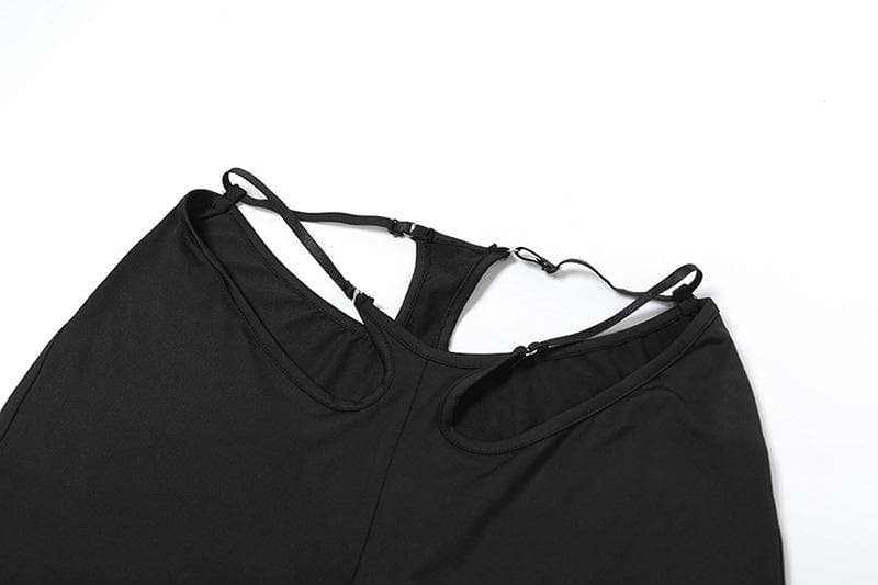 Halter hollow out solid backless pant set  | Festival Outfits Women