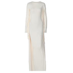 Solid long sleeve crewneck maxi dress