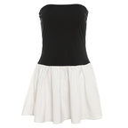 Ruched backless contrast sleeveless tube mini dress  | Festival Outfits Women