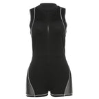 High neck stitch zip-up tank romper  | Festival Outfits Women