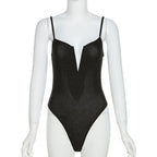 Deep v neck glitter cami bodysuit