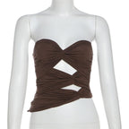 Sweetheart neck hollow out tube cut out top  | Festival Outfits Women