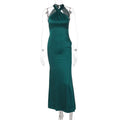 Cross front button zip-up solid maxi dress  | Festival Outfits Women