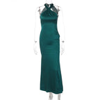 Cross front button zip-up solid maxi dress  | Festival Outfits Women