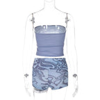 Abstract print backless contrast tube pant set  | Festival Outfits Women