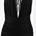 Halter deep v neck backless high slit maxi dress  | Festival Outfits Women
