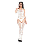 Halter knotted suspender lace bodystocking  | Festival Outfits Women