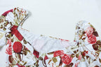 Square neck long sleeve contrast flowers print mini dress