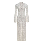 Long sleeve lace cross front slit maxi dress  | Festival Outfits Women