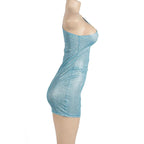 Textured one shoulder irregular sleeveless mini dress