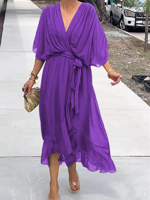 Nives Timeless Dress with V Neckline Chic Silhouette Collection