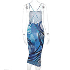 Printed sleeveless cross back dress