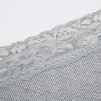 Long sleeve off shoulder ribbed heart pattern lace hem top  | Festival Outfits Women