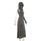 Hoodie ruched ruffle slit maxi dress  | Festival Outfits Women