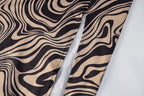 Ripple contrast print cross back slit cowl neck backless midi dress