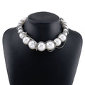 Faux pearl rhinestone beaded choker necklace  | Festival Outfits Women