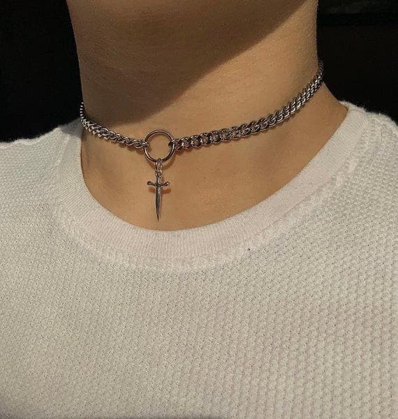 Dagger pendant o ring cuban choker necklace  | Festival Outfits Women