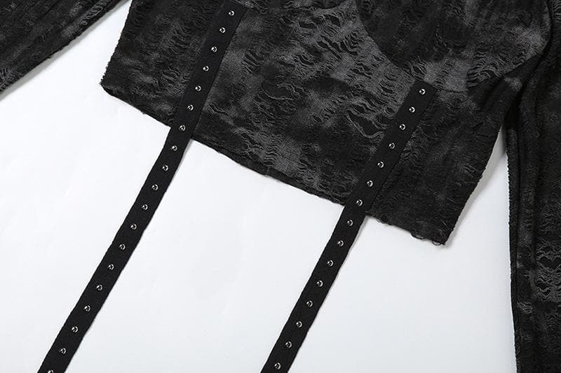 Long sleeve hoodie off shoulder buckle crop top  | Festival Outfits Women