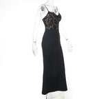 Lace patchwork v neck backless cami maxi dress  | Festival Outfits Women
