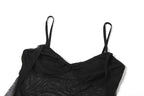 Sweetheart neck ruffle high slit sheer mesh cami midi dress  | Festival Outfits Women