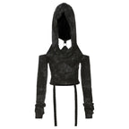 Long sleeve hoodie off shoulder buckle crop top  | Festival Outfits Women