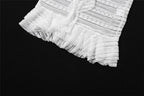 Lace see through off shoulder ruffle long sleeve solid mini dress