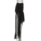 Ruched ruffle mesh mini skirt  | Festival Outfits Women