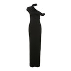Short sleeve halter one shoulder irregular maxi dress  | Festival Outfits Women