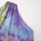Ruched tie dye sleeveless crewneck mesh mini dress - Final Sale