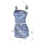 Abstract print backless contrast tube pant set  | Festival Outfits Women