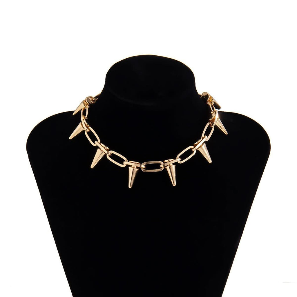 Rivet decor metal chain choker necklace  | Festival Outfits Women