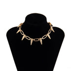 Rivet decor metal chain choker necklace  | Festival Outfits Women