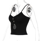 Hollow out low cut ring cami cut out top