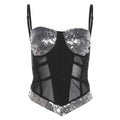 Glitter v neck mesh backless cami top  | Festival Outfits Women