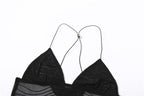 Sheer mesh butterfly applique see through backless solid top  | Festival Outfits Women