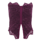 Lace hem slit backless solid tube top  | Festival Outfits Women