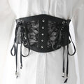 Lace up patchwork PU leather corset  | Festival Outfits Women