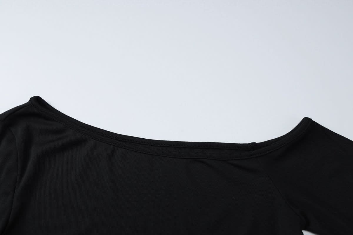 Halter one shoulder long sleeve beaded solid top  | Festival Outfits Women