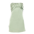 Patchwork slit ruched backless sleeveless tube mini dress