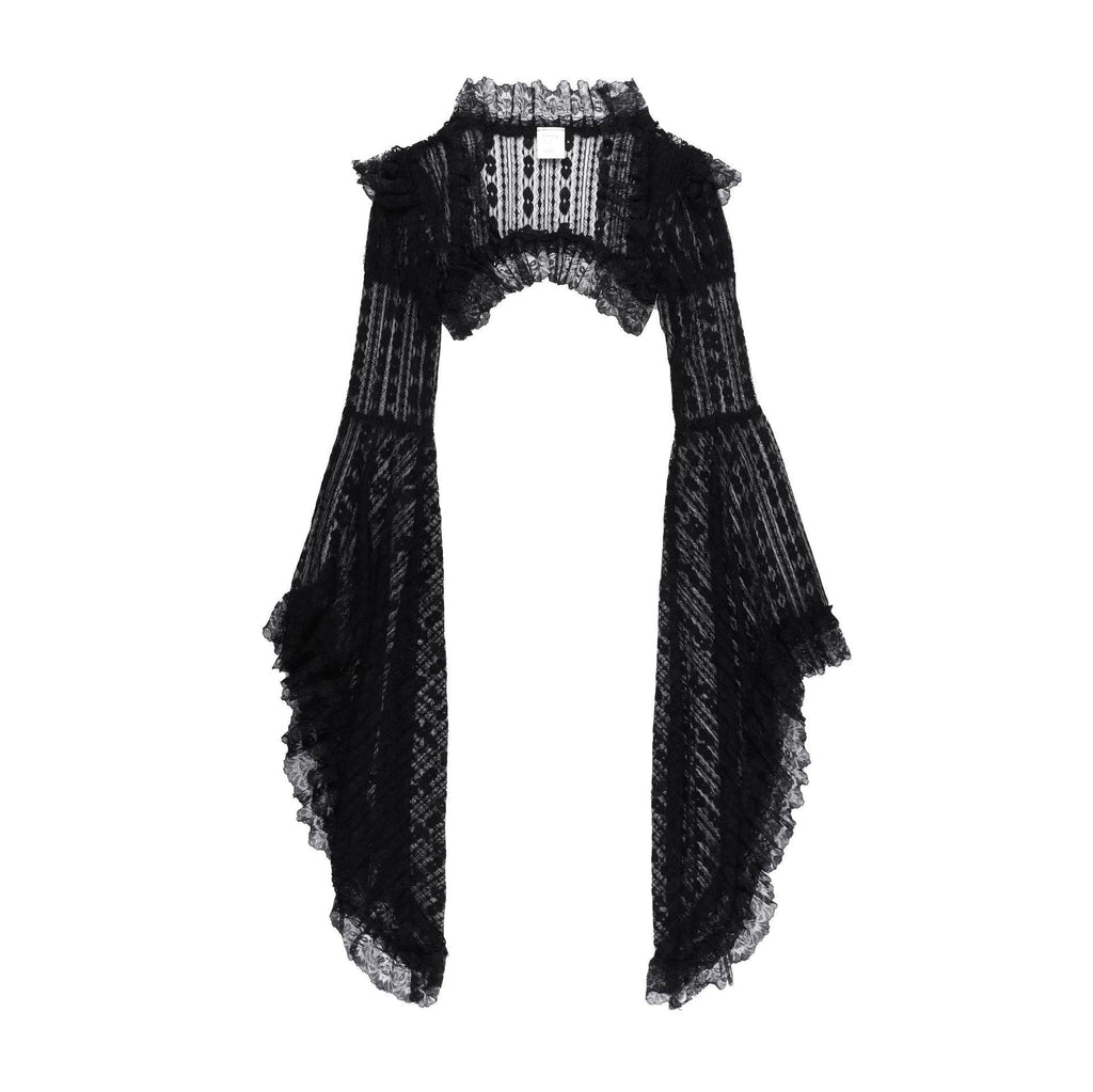 Long flared sleeve lace ruffle shrug top  | Festival Outfits Women