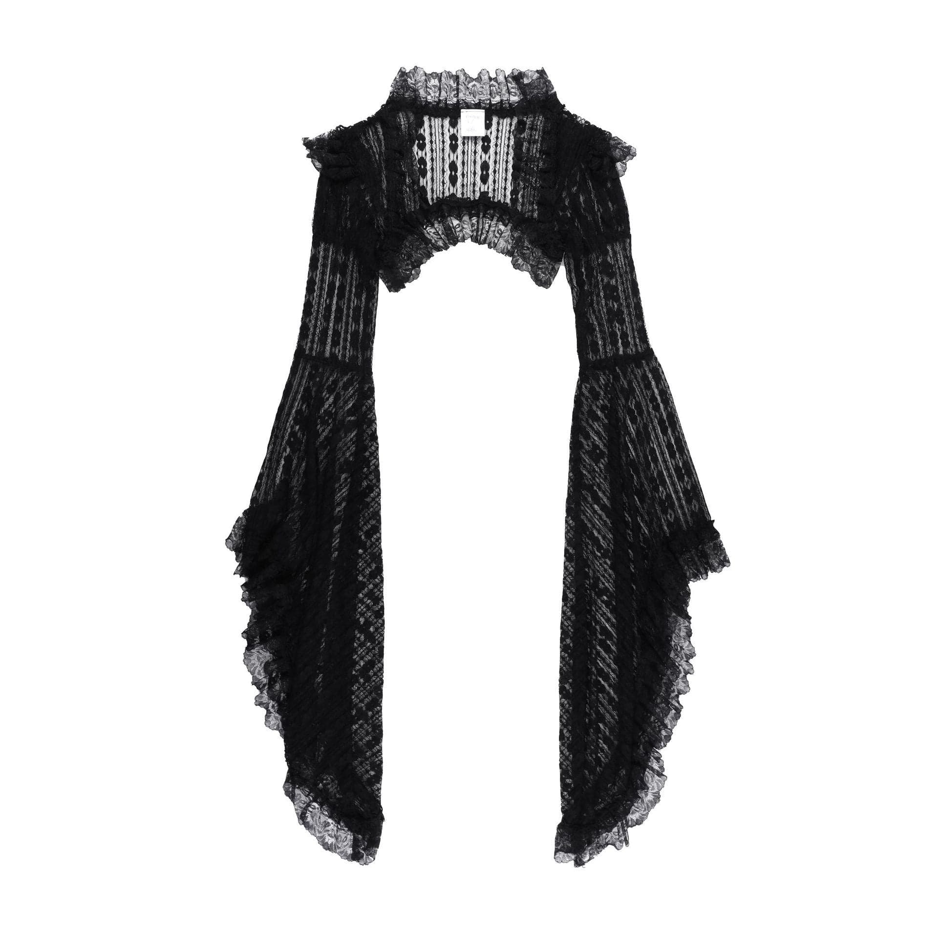 Long flared sleeve lace ruffle shrug top  | Festival Outfits Women