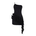 One shoulder ruffle flower applique mini dress  | Festival Outfits Women
