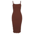 Smocked ruffle backless solid cami dress