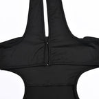 Sleeveless solid hollow out halter gloves backless maxi dress
