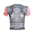 Short sleeve crewneck sheer mesh print top  | Festival Outfits Women