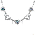 Blue rhinestone heart decor choker necklace  | Festival Outfits Women
