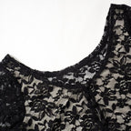 Long flared sleeve lace u neck button backless crop top  | Festival Outfits Women