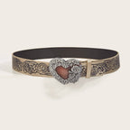Heart print PU leather adjustable belt  | Festival Outfits Women