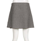 Patchwork contrast zip-up button A line mini skirt