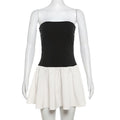 Ruched backless contrast sleeveless tube mini dress  | Festival Outfits Women